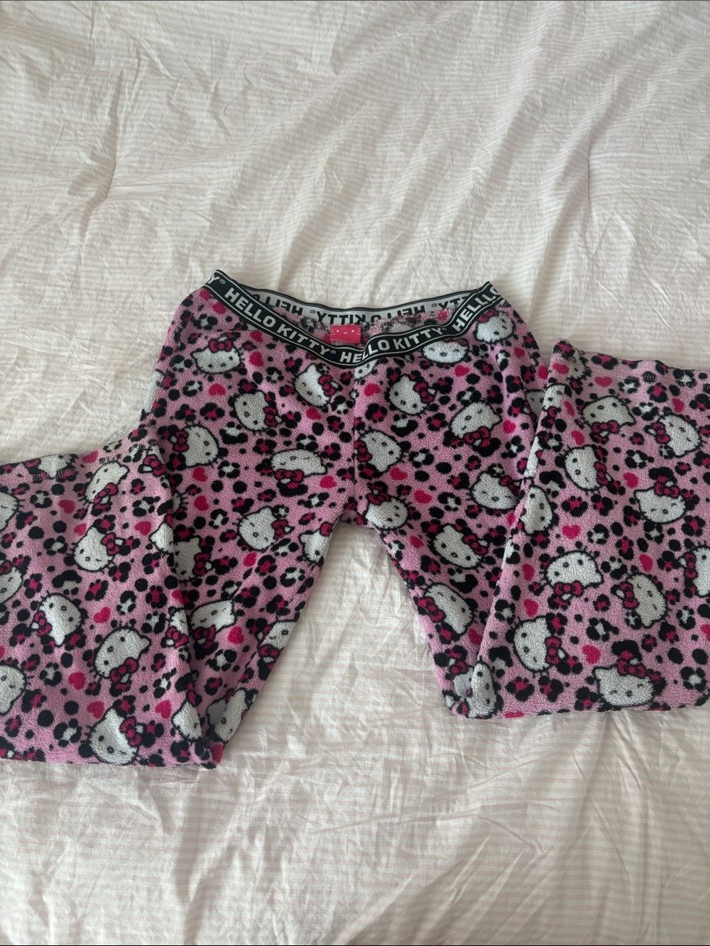 Hello Kitty Cheetah Print Fleece Pajama Pants with Logo Waistband